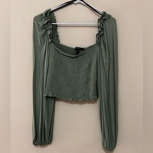 Medium green long sleeve top